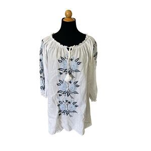 MADISON MATHEWS EMBROIDERED BLOUSE SIZE MEDIUM